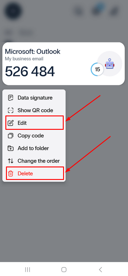 How to edit tokens in the 2FA app Protectimus Smart OTP