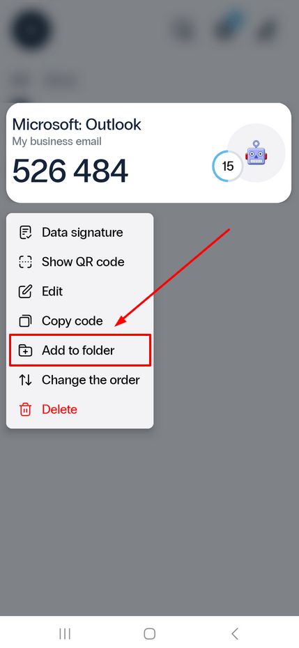 2FA application Protectimus Smart OTP - how to add tokens to folders