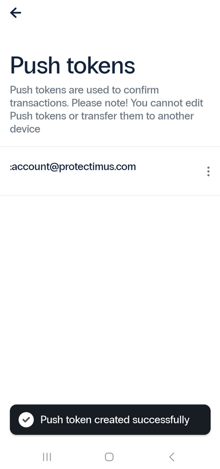 Adding push tokens to MFA app Protectimus Smart OTP - Step 4