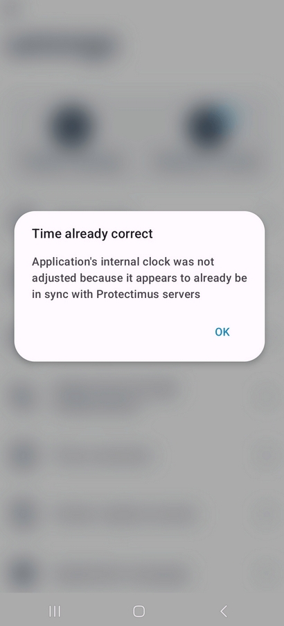2FA app Protectimus Smart - Time correction