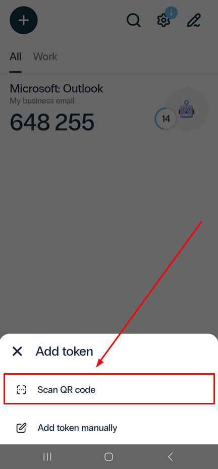 Adding tokens to MFA app Protectimus Smart OTP - Step 2 - Scanning the QR code