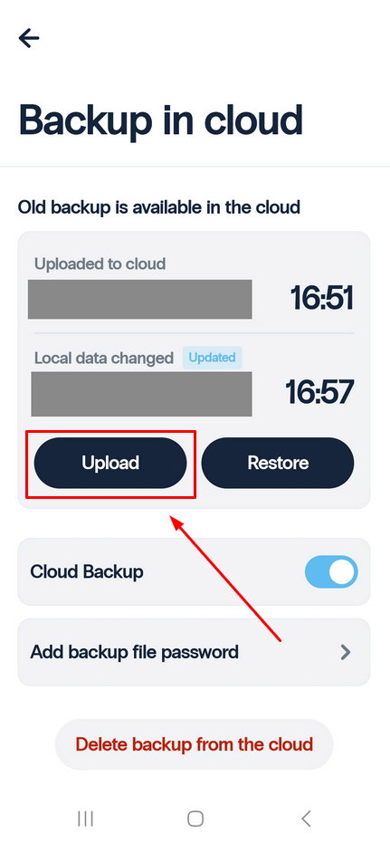 Protectimus Smart OTP 2FA application - Cloud Backup update - Step 3