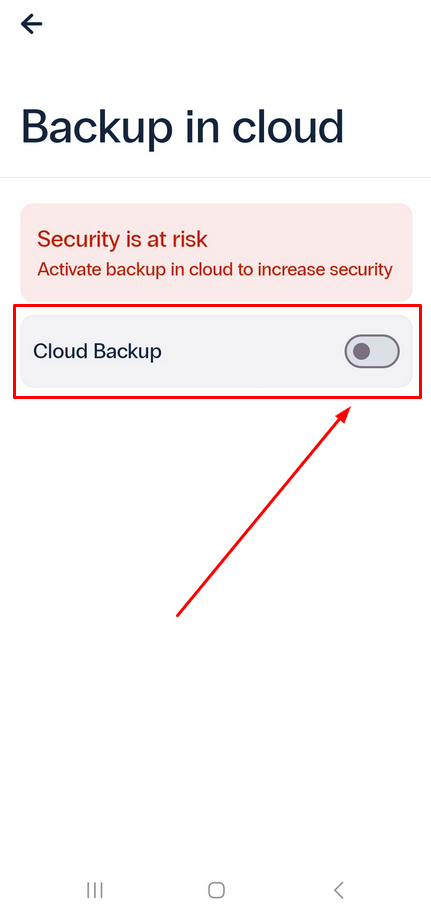 2FA app Protectimus Smart OTP - Cloud backup activation