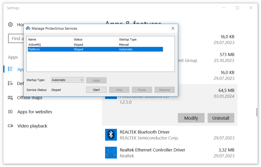 Stop the Protectimus On-Premise Platform - Step 3