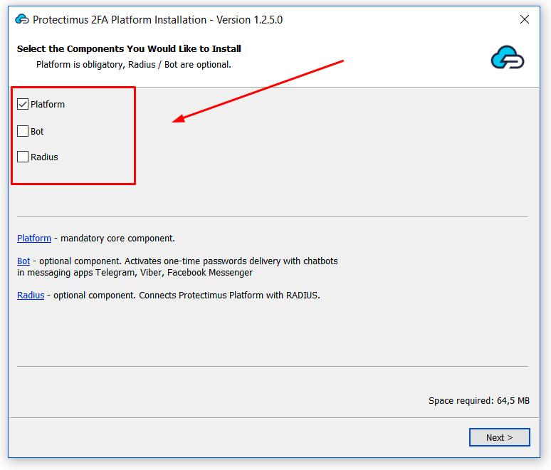 Install the new version of the Protectimus On-Premise Platform - Step 1