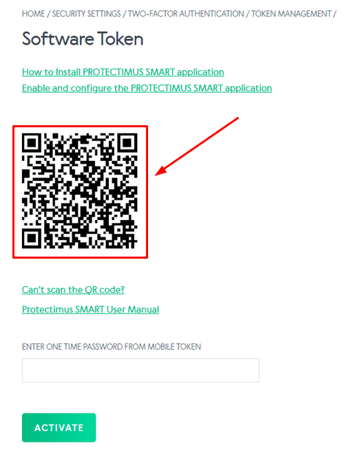 Setting up the Protectimus SMART OTP Authenticator App - Point your smartphone camera at the QR code displayed on the Volet page