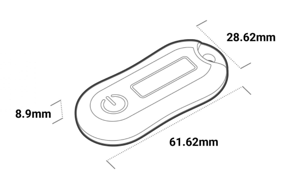 Protectimus Flex TOTP token with dimensions indicated