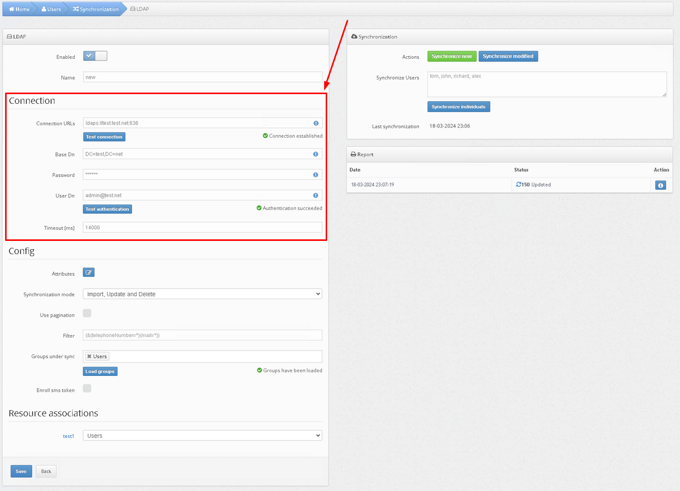 How to enable Protectimus on-premise platform users synchronization with your user directory - step 2