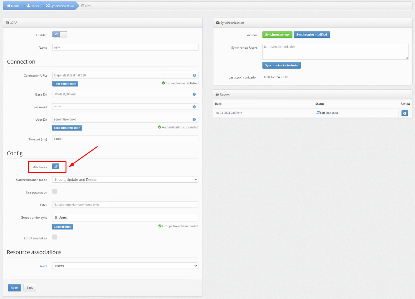 How to enable Protectimus on-premise platform users synchronization with your user directory - Add synchronization attributes