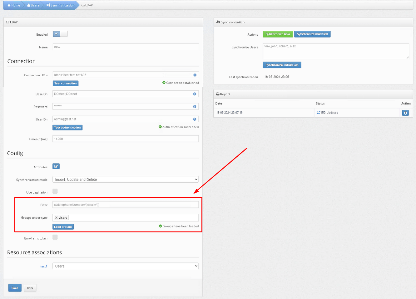 How to enable Protectimus on-premise platform users synchronization with your user directory - Set up filters