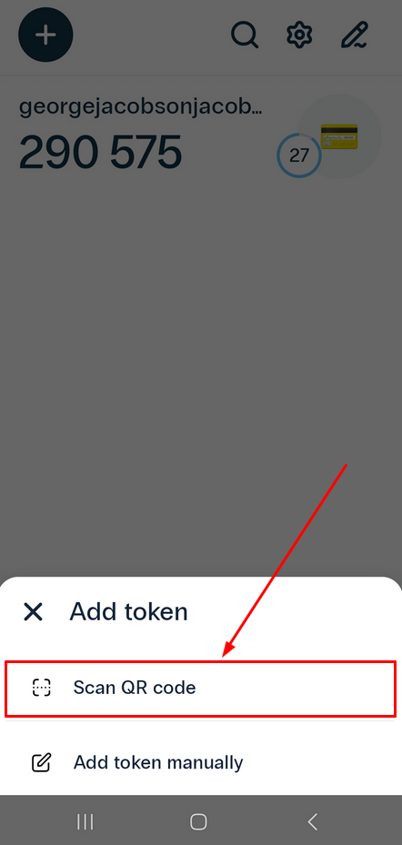 Adding tokens to MFA app Protectimus Smart OTP - Step 2 - Scanning the QR code