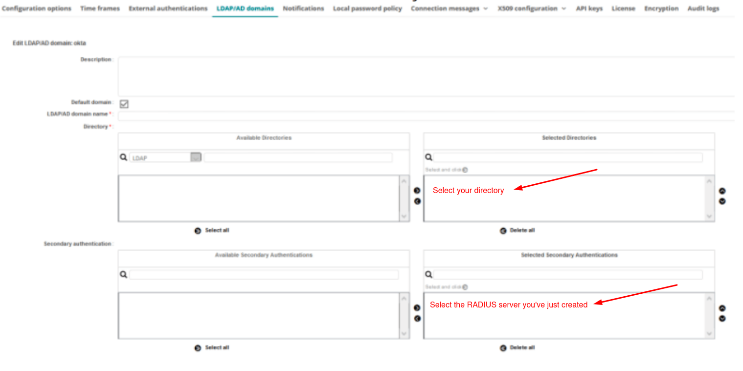 Add Protectimus as a RADIUS server in Wallix Bastion - step 5