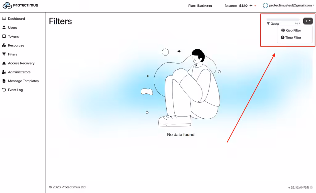 Create Geo Filter in Protectimus SaaS MFA Service
