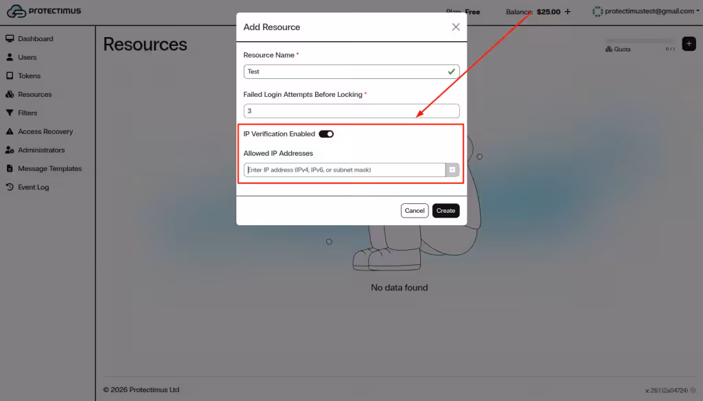 IP Verification settings
