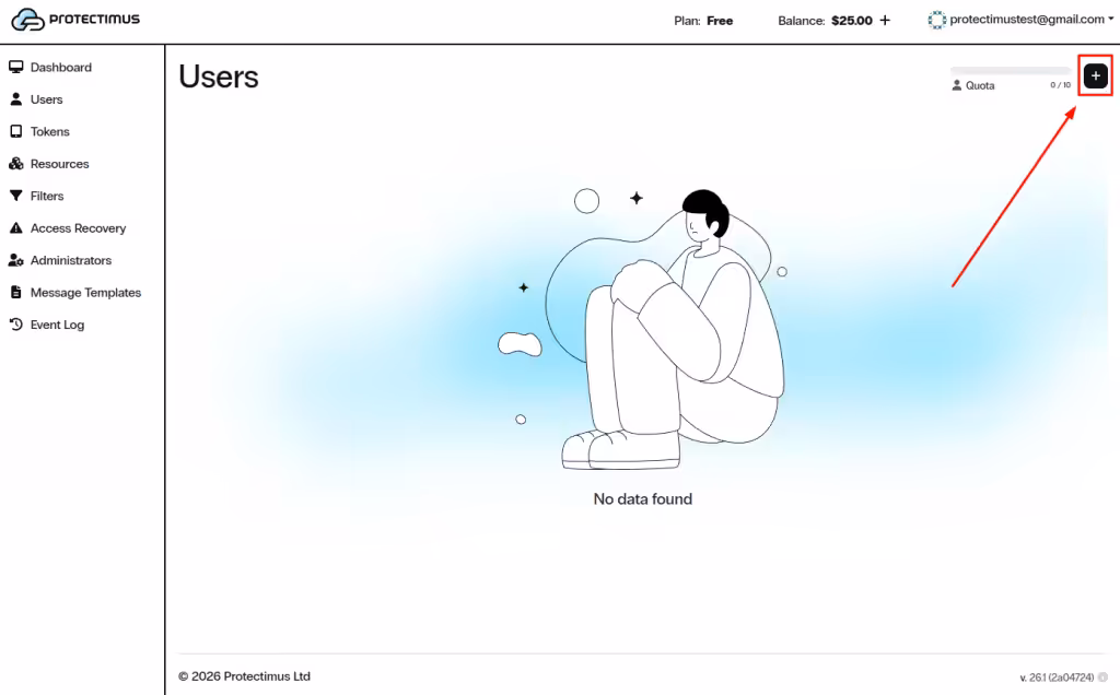 Click the + (Create User) button