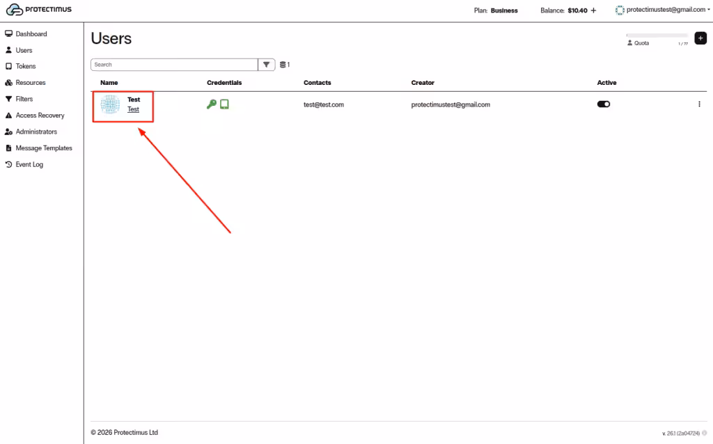 Open User Dashboard