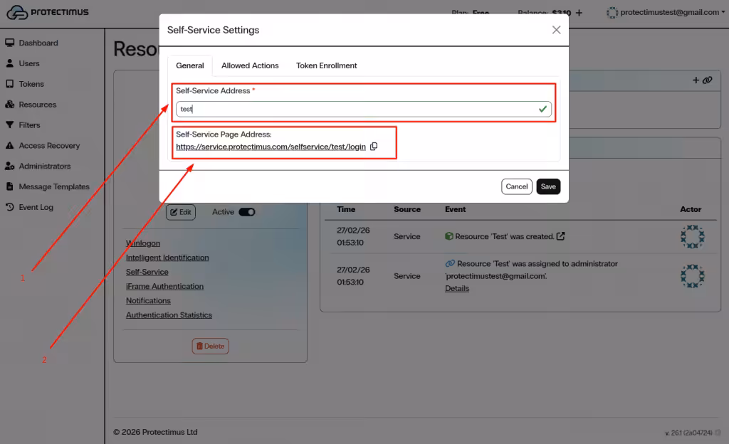 Generate the Self-Service Page Address (URL)