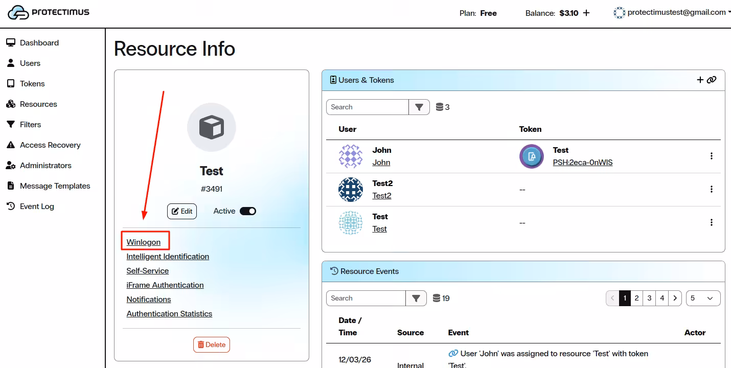 Open Winlogon settings in the Resource page